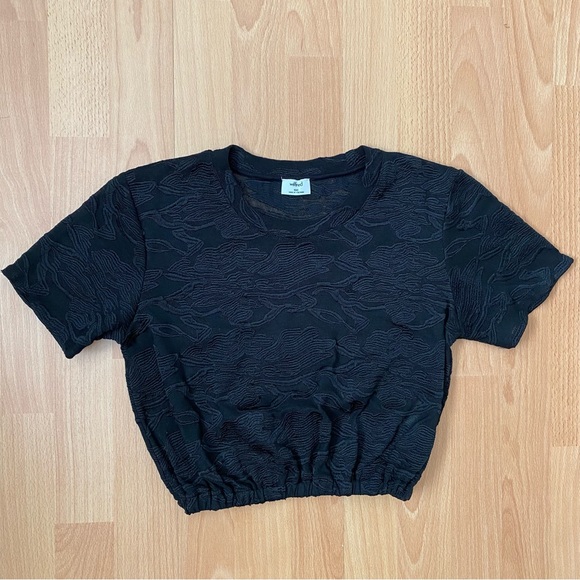 [XXS] Aritzia Wilfred Black Mesh Cropped Top - Picture 2 of 4